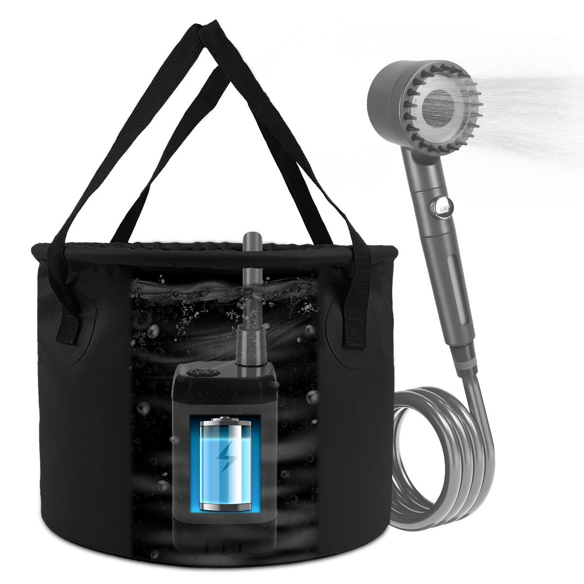 Portable Shower for Camping Include Waterproof Rechargeable Shower Pump