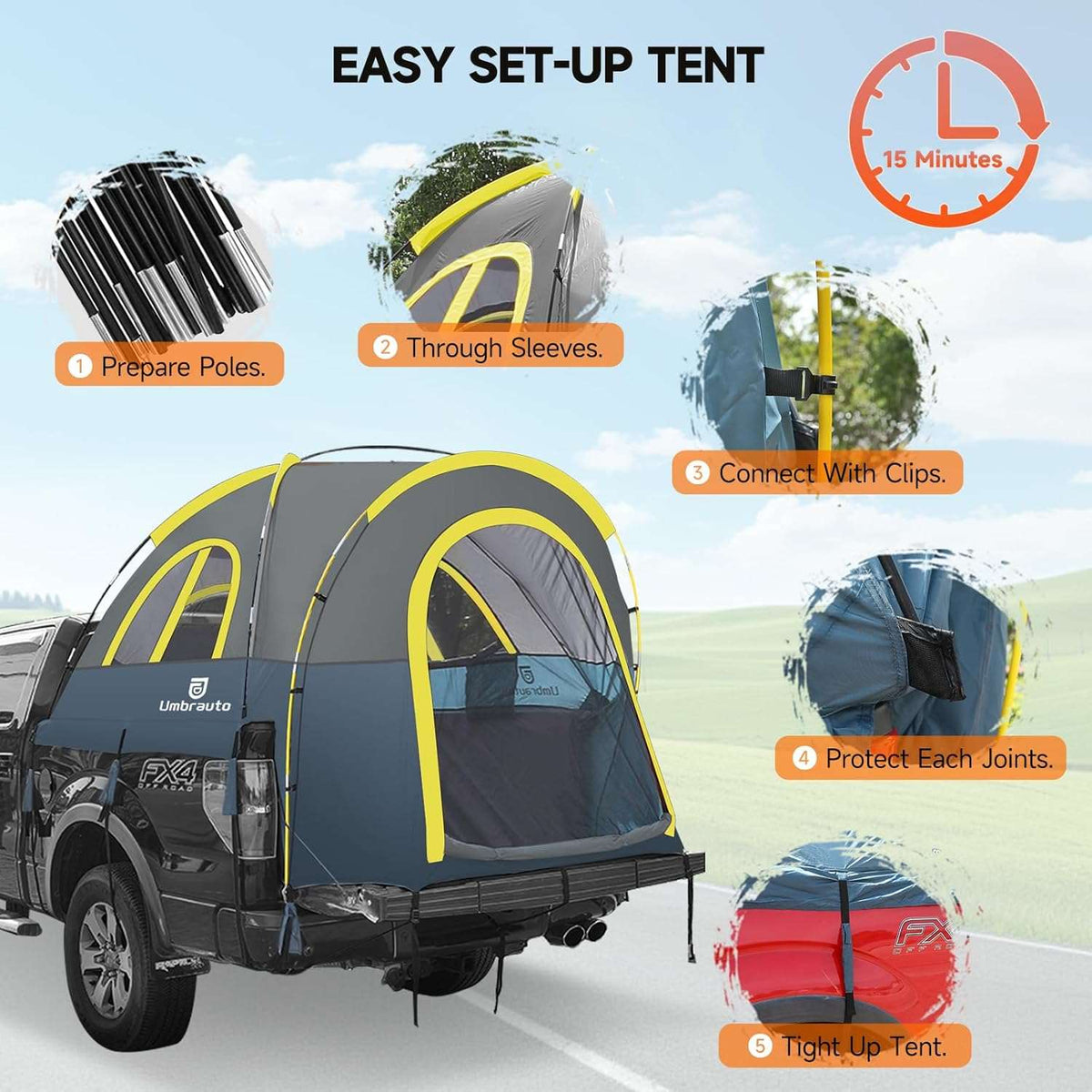 Umbrauto Truck Bed Tent Waterproof Pickup Truck Tents