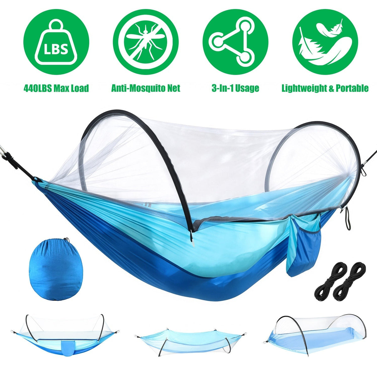 Camping Hammock with Mosquito Net 3-in-1