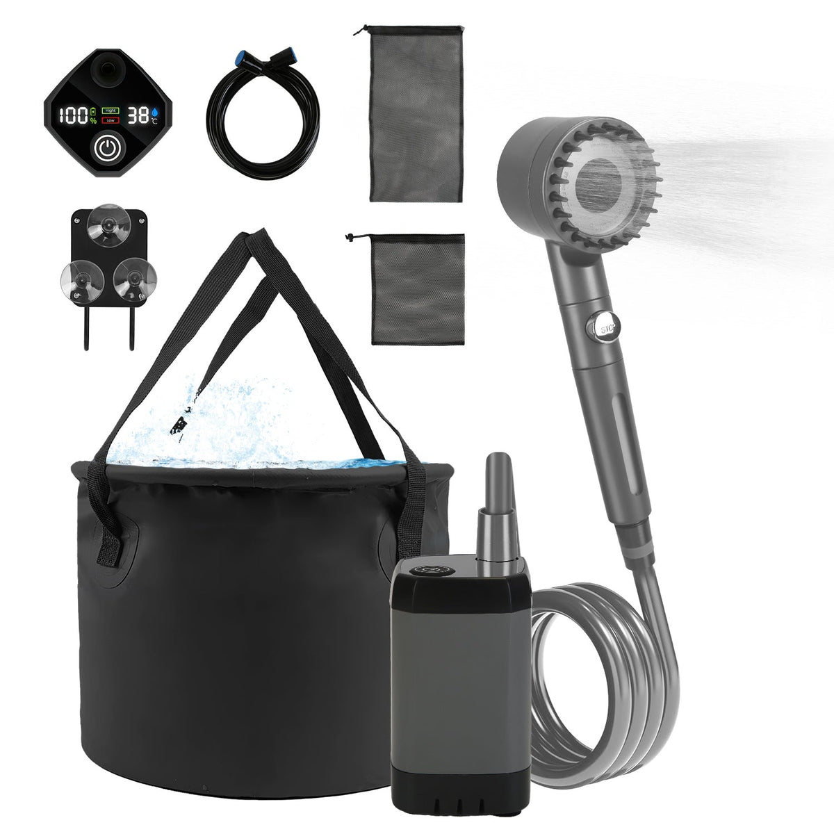 Portable Shower for Camping Include Waterproof Rechargeable Shower Pump
