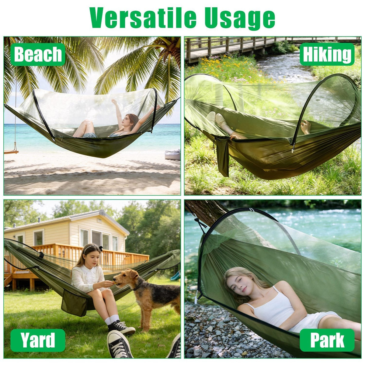 Camping Hammock with Mosquito Net 3-in-1
