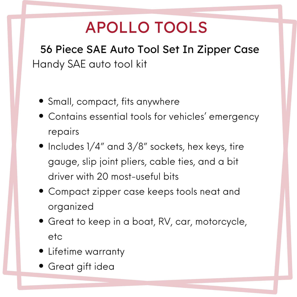 56 Piece SAE Auto Tool Set In Zipper Case