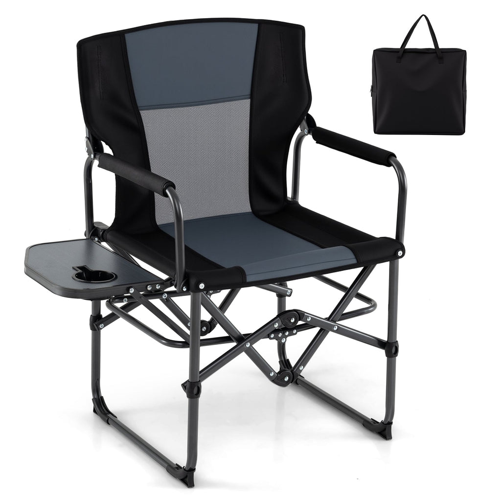 Folding Camping Chair with Side Table and Cup Holder