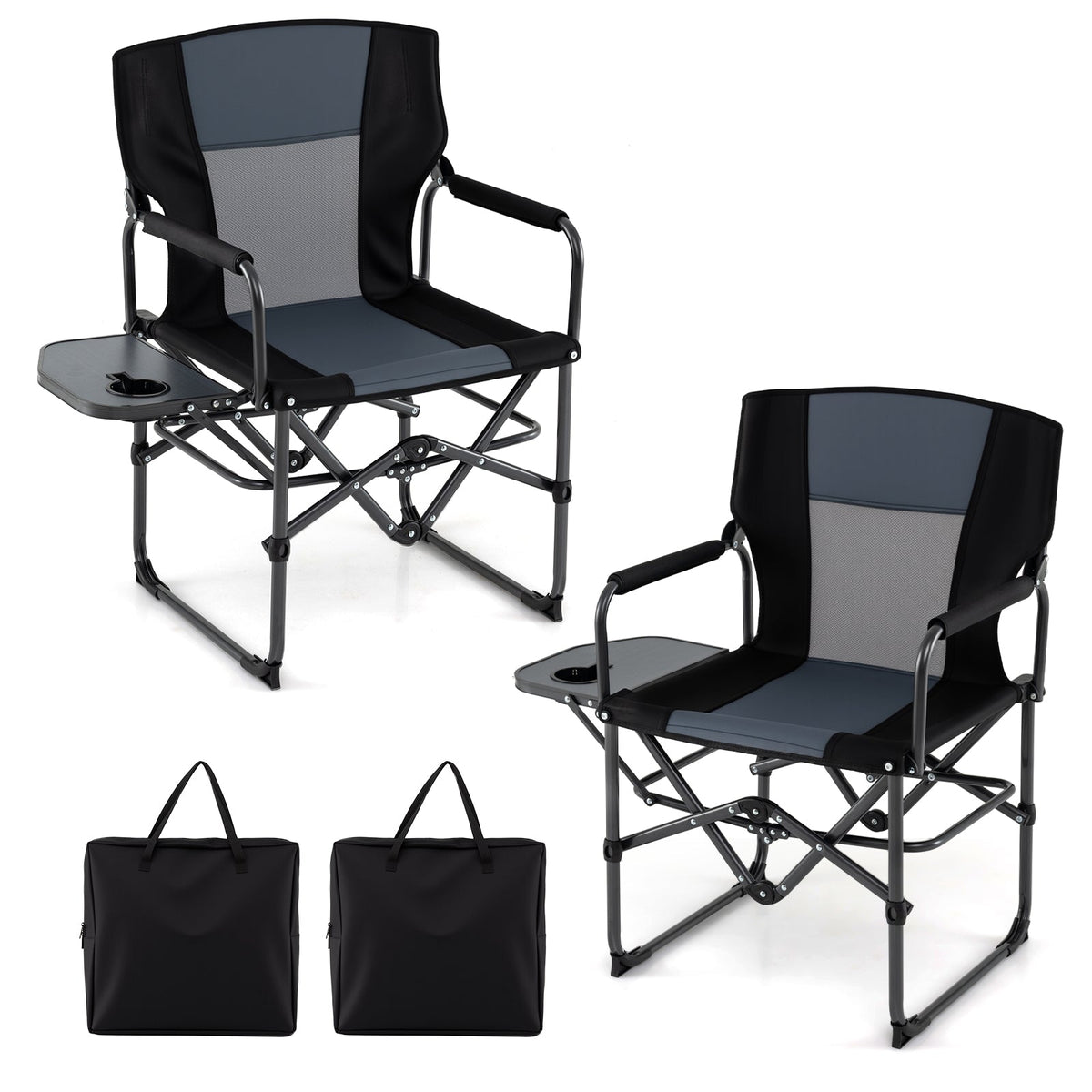 Folding Camping Chair with Side Table and Cup Holder