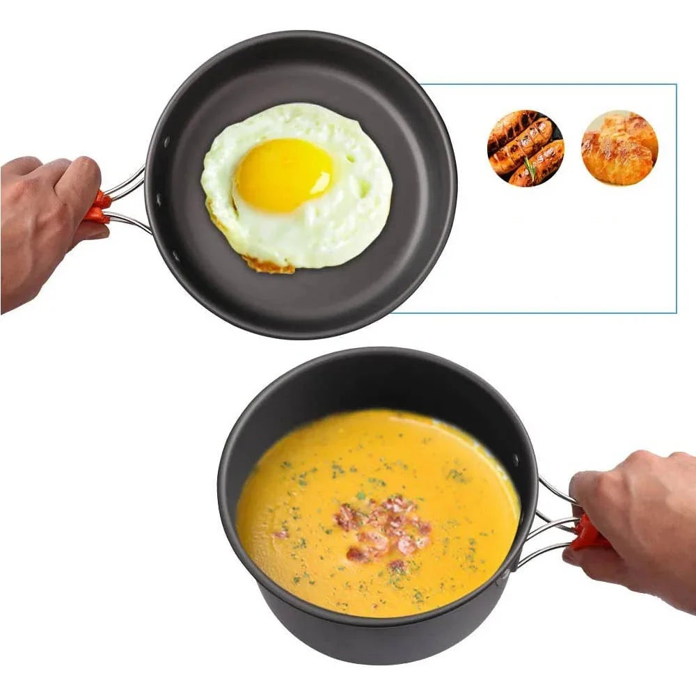 Complete Camping Kitchen Cookware Tableware & Teapot