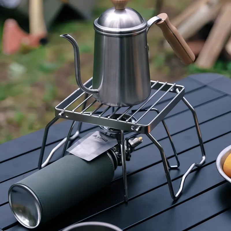 Compact Camping Stove Grill Rack & Burner for Outdoor Cooking
