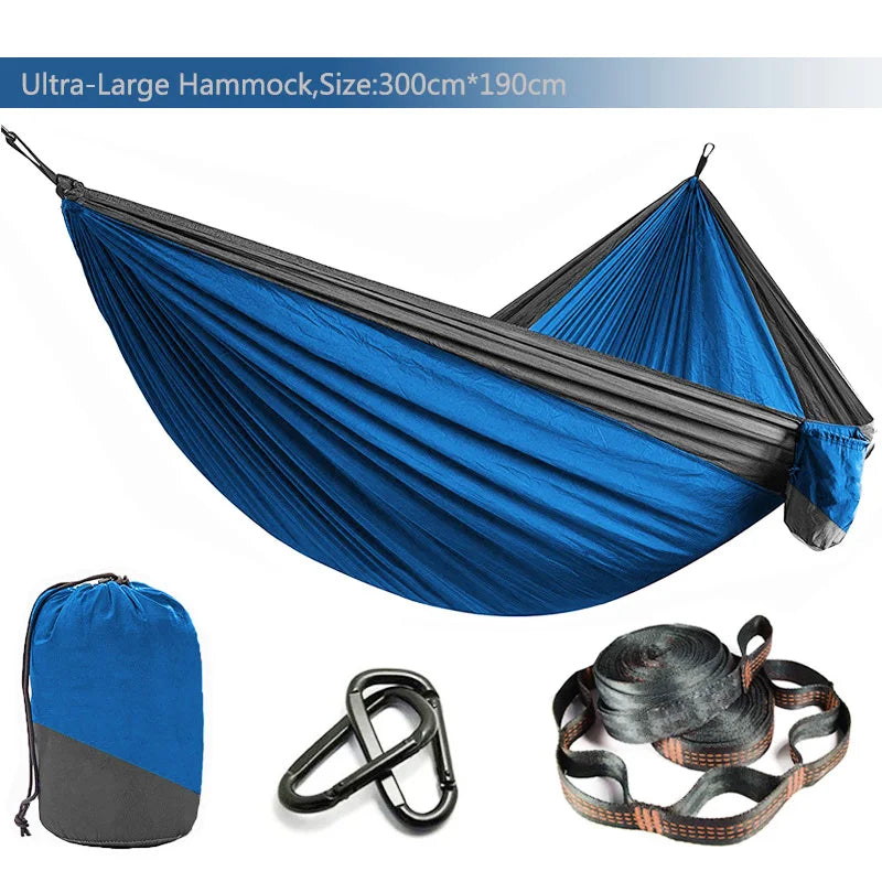 Solid Color Parachute Hammock with Hammock straps and Black carabiner Camping Survival travel Double Person outdoor furniture