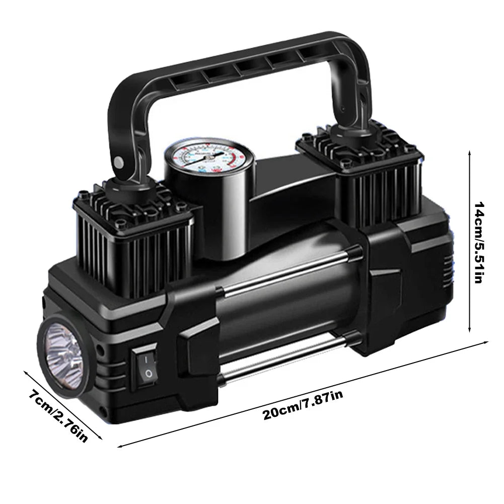 12V Air Compressor Portable Dual Cylinder Auto Inflatable