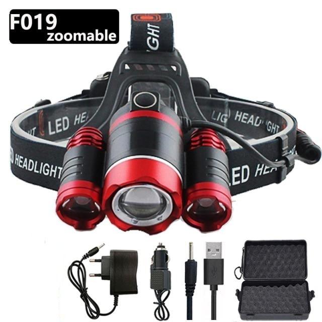 Adjustable Zoomable Headlamp Ultra Bright Rechargeable LED Bright High Lumen Head Lights Head Lamp Waterproof Flashlight For Outdoor Cmaping Fishing Hiking Biking Fishing Headlamp  Running Headlamp