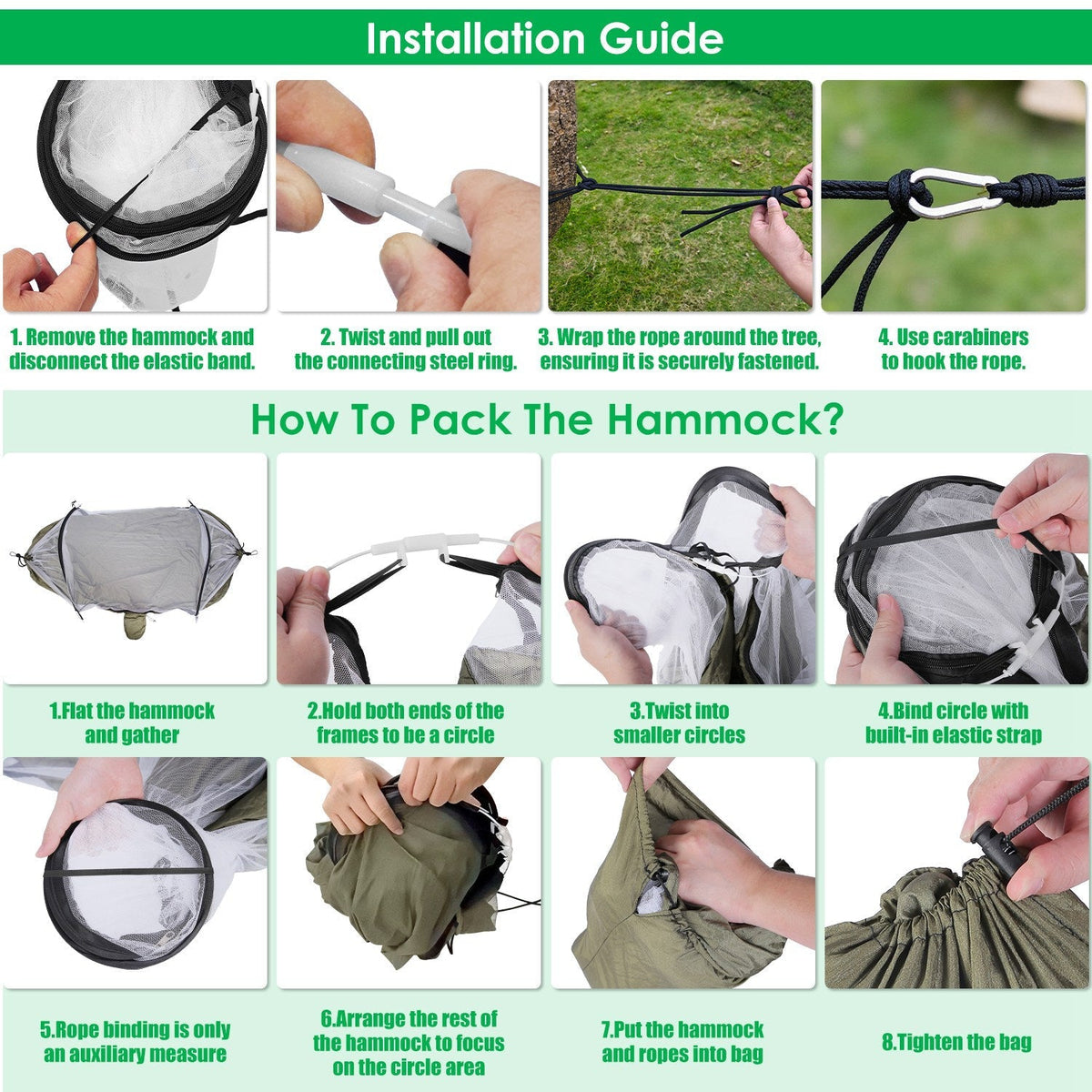 Camping Hammock with Mosquito Net 3-in-1