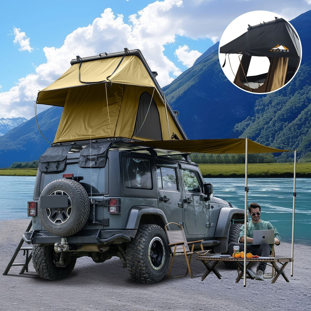 Adventurer Plus Rooftop Tent Hardshell with Side Awning