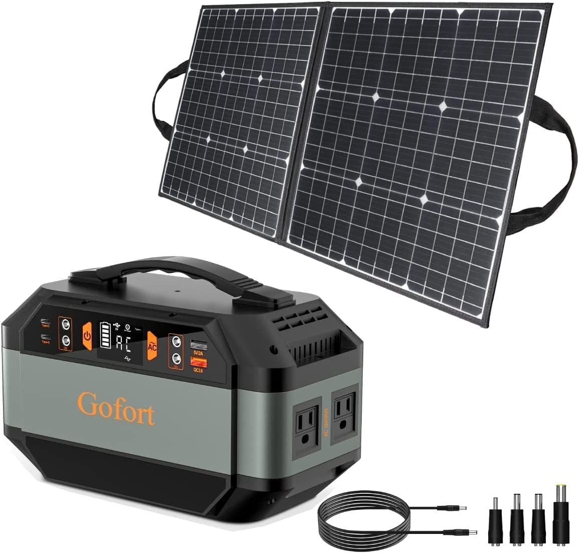 GOFORT 330W Portable Power Station;  299Wh Solar Generator Backup Power Compatible with 100W 18V Portable Solar Panel;  Foldable Solar Charger with USB;  18V D C;  QC 3.0 Output