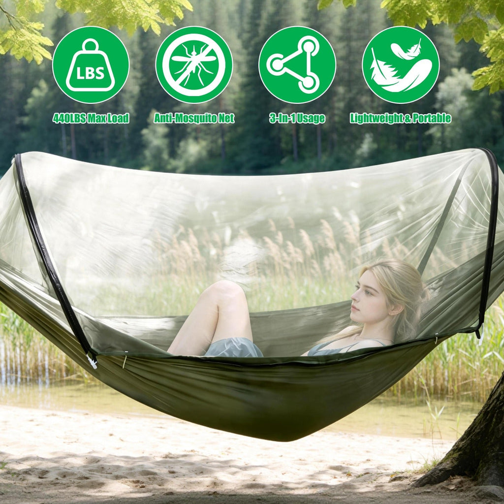 Camping Hammock with Mosquito Net 3-in-1