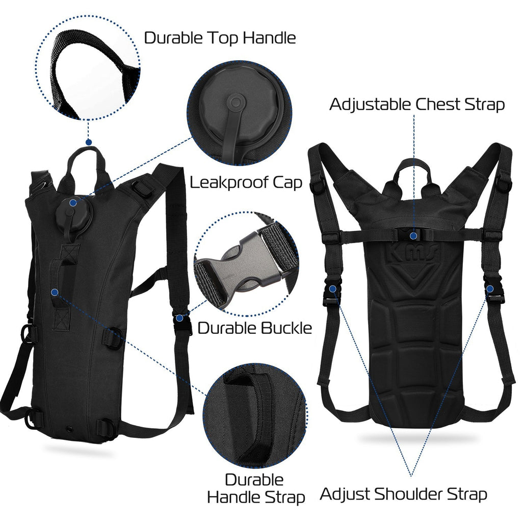 iMounTEK Tactical Hydration Pack 3L Water Bladder Adjustable Water Drink Backpack
