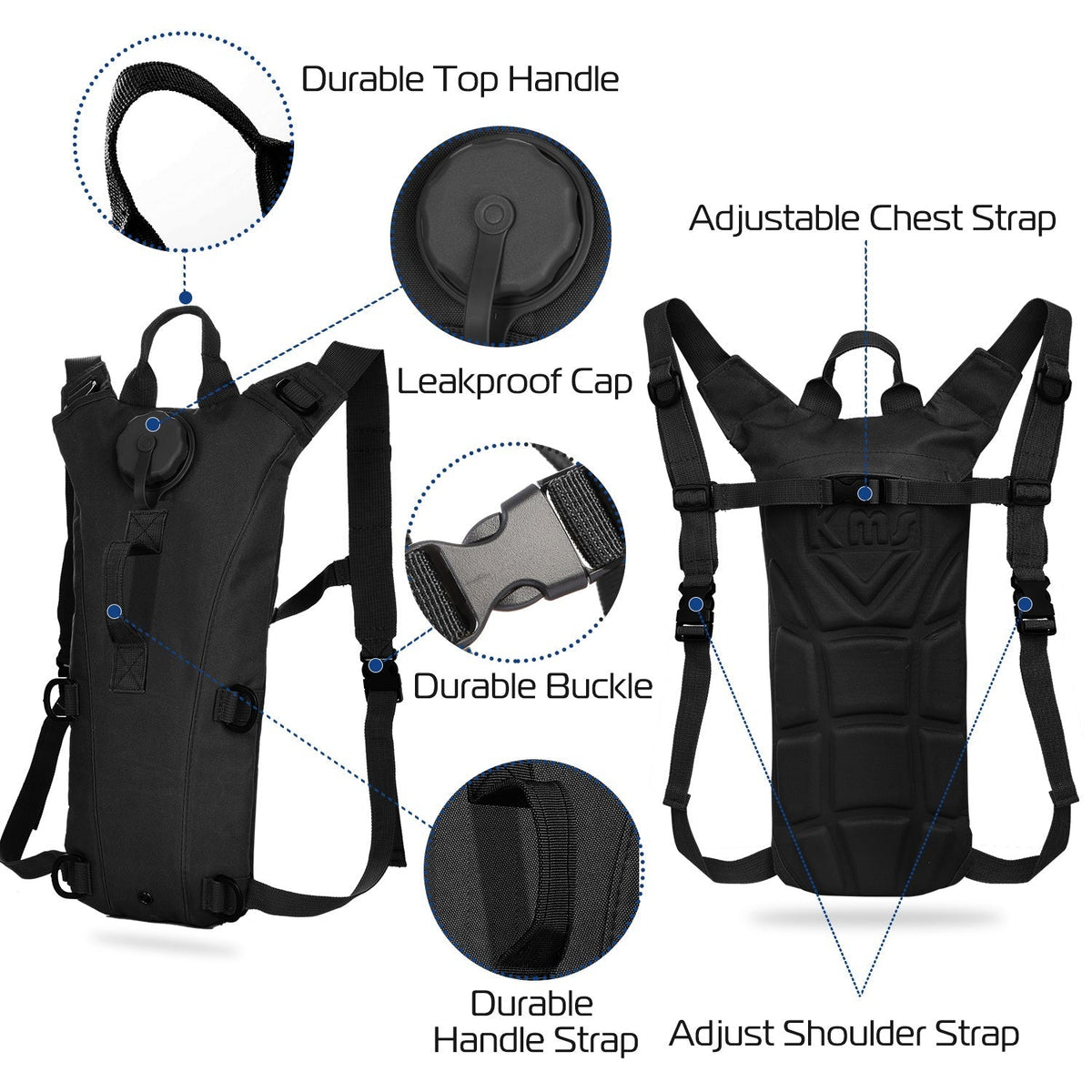 iMounTEK Tactical Hydration Pack 3L Water Bladder Adjustable Water Drink Backpack